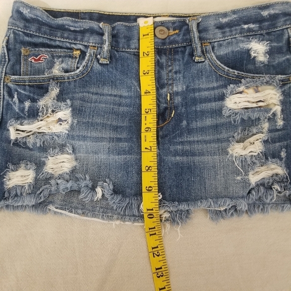 Hollister Blue Distressed Denim Mini Skirt Size 25 - Picture 5 of 11